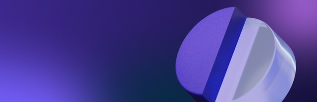 Abstract 3D geometric shapes in layered purple tones