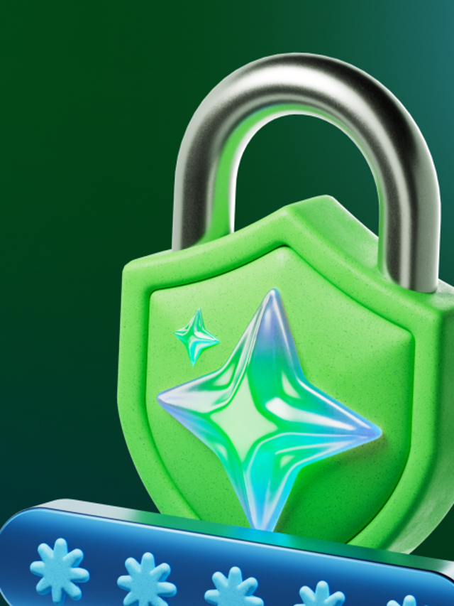 Green padlock with an ai sparkle above a password field