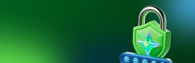 Green padlock with an ai sparkle above a password field