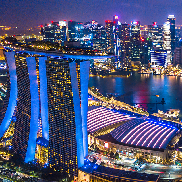 Aerial view of Singapore city skyline