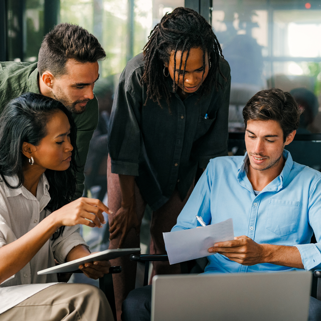 Group of workers collaborating in an office