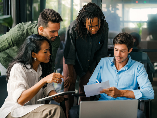 Group of workers collaborating in an office