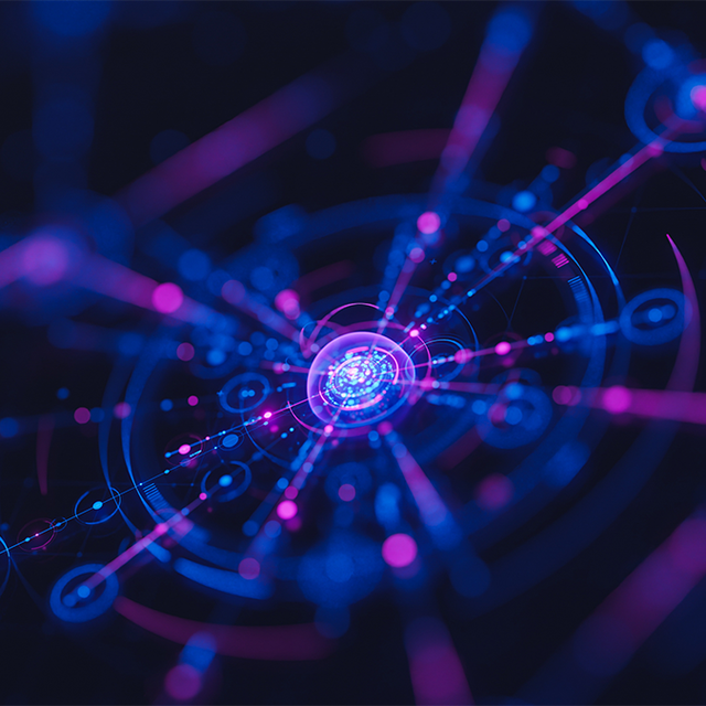 Blue and pink futuristic neural flow network