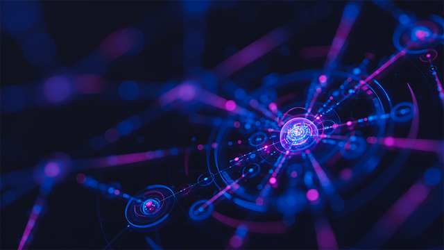 Blue and pink futuristic neural flow network