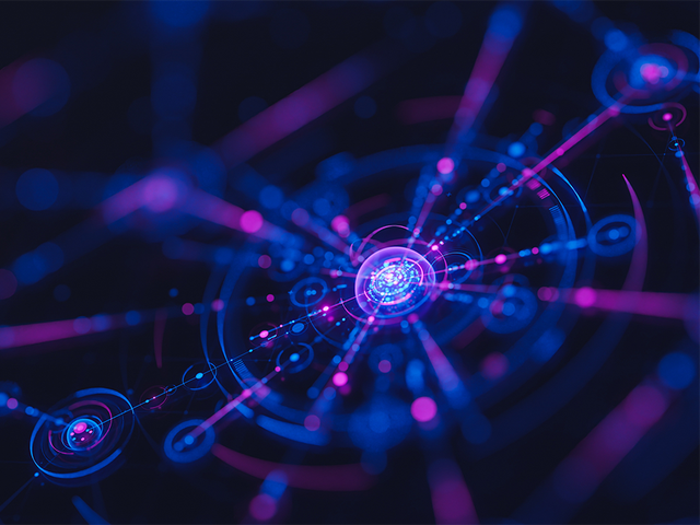 Blue and pink futuristic neural flow network
