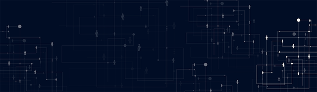 Human connections diagrammed on a dark blue background