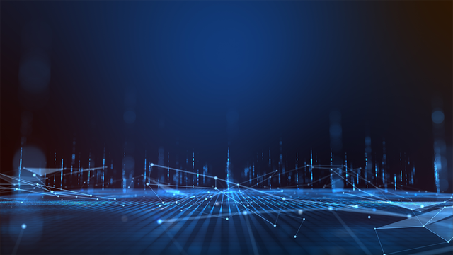 Dark blue abstract background with dots connected by lines