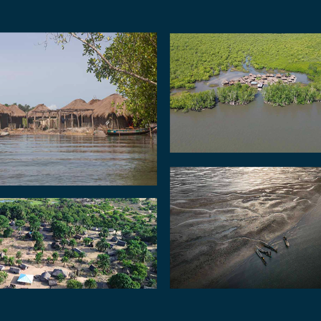 A collage of images depicting Sherbro Island in Sierra Leone, where Idris Elba’s father grew up