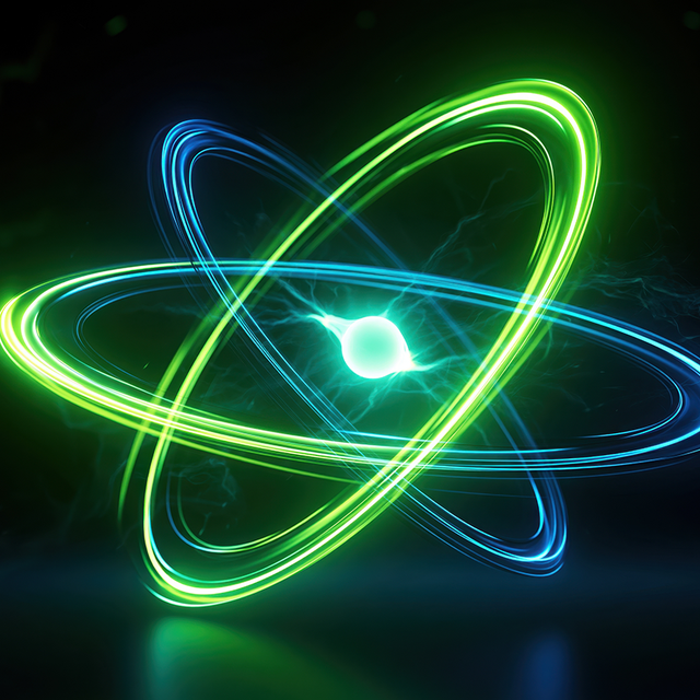 Abstract orbiting glowing neon rings
