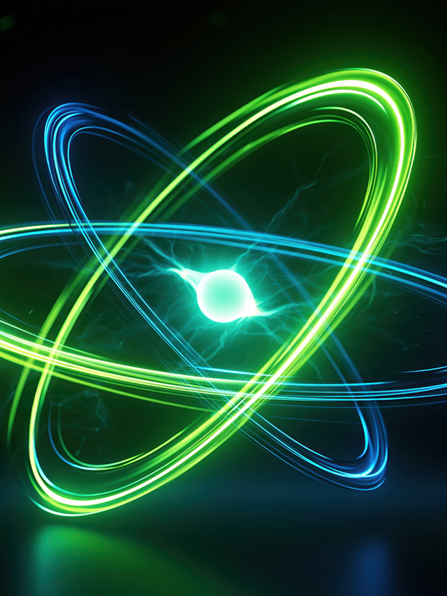 Abstract orbiting glowing neon rings