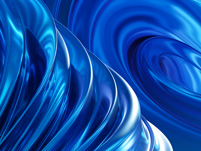 Blue abstract geometric shape with metal surface