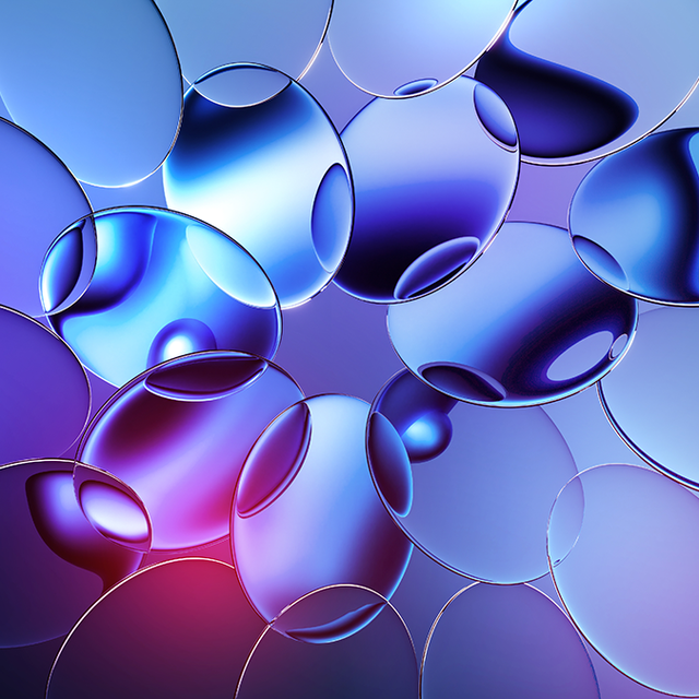 3d rendered oval glass shapes with reflective surface