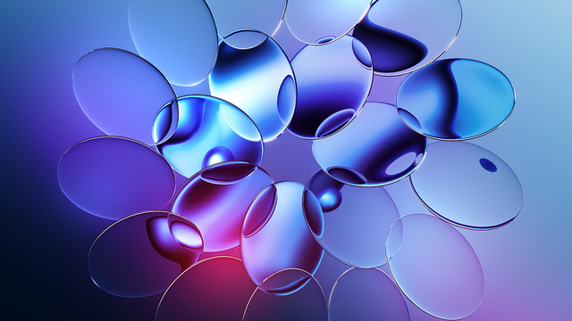 3d rendered oval glass shapes with reflective surface
