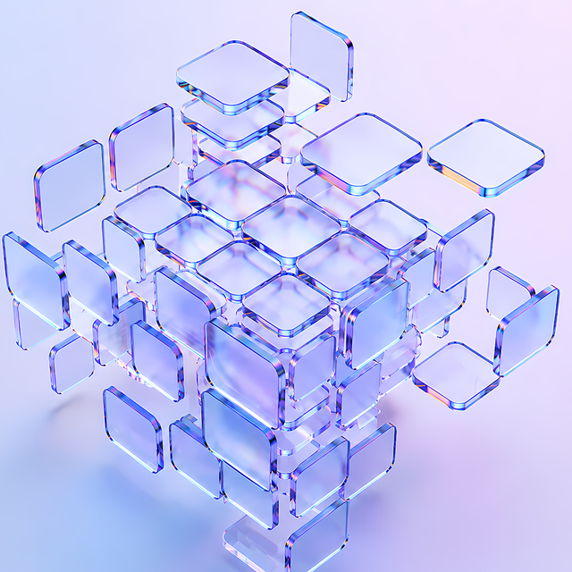 Abstract 3D render of a translucent glass cube
